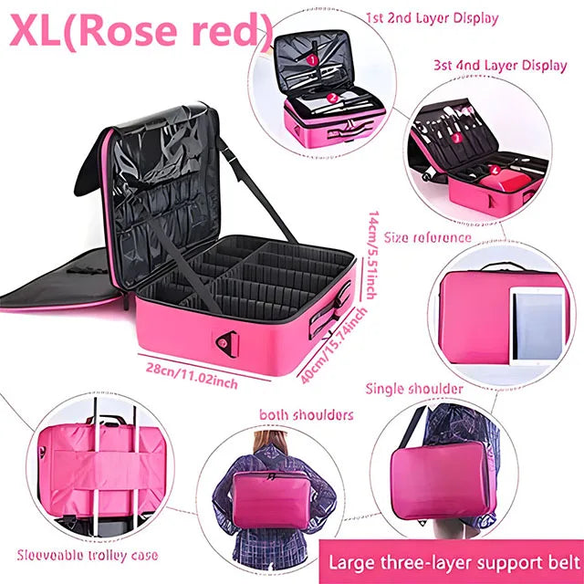 Professional Makeup Case Female Travel Big Capacity Beauty Nail ToolBox Cosmetic Organizer Suitcases For Makeup Storage Boxs