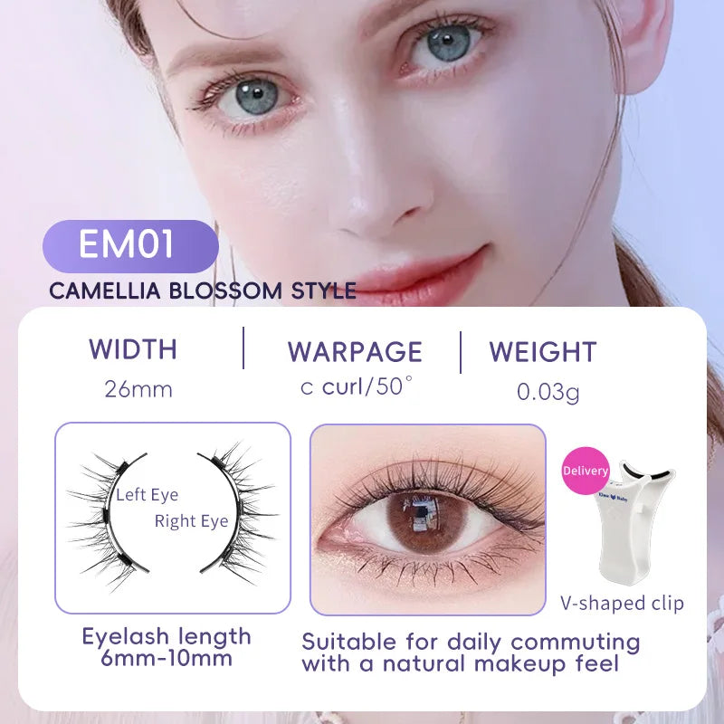 4pcs/1pair New 3 Magnetic False Eyelashes Easy To Wear Natural Soft Quantum Magnet Eye Makeup Tool  With Applicater Glue Free