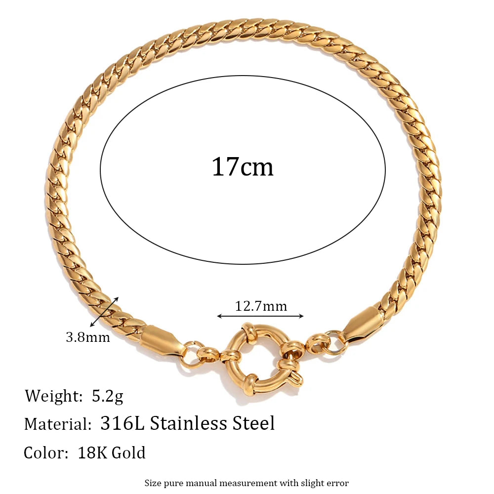 E.B.belle Slingshot Buckle Paper Clip Chain Bracelet 18K Gold Plated Women's Hand Bracelets 316L Stainless Steel
