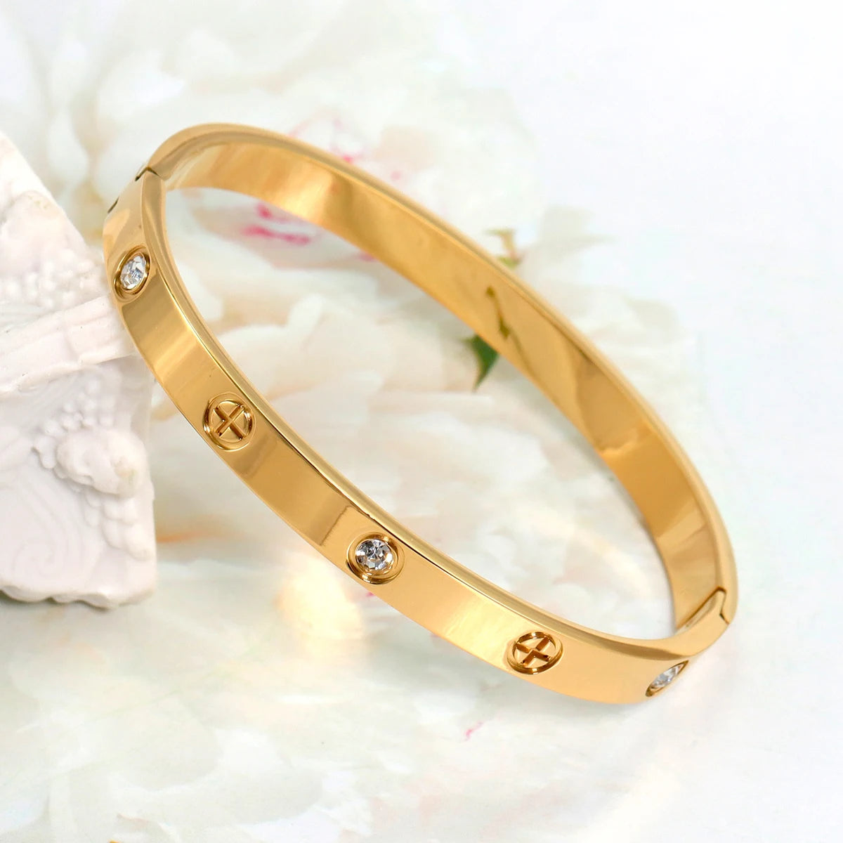 3Pcs/Sets Stainless Steel Clover Flower Cross Nail Bracelet for Women Leisure Wedding Jewelry Party Holiday Valentine's Day Gift