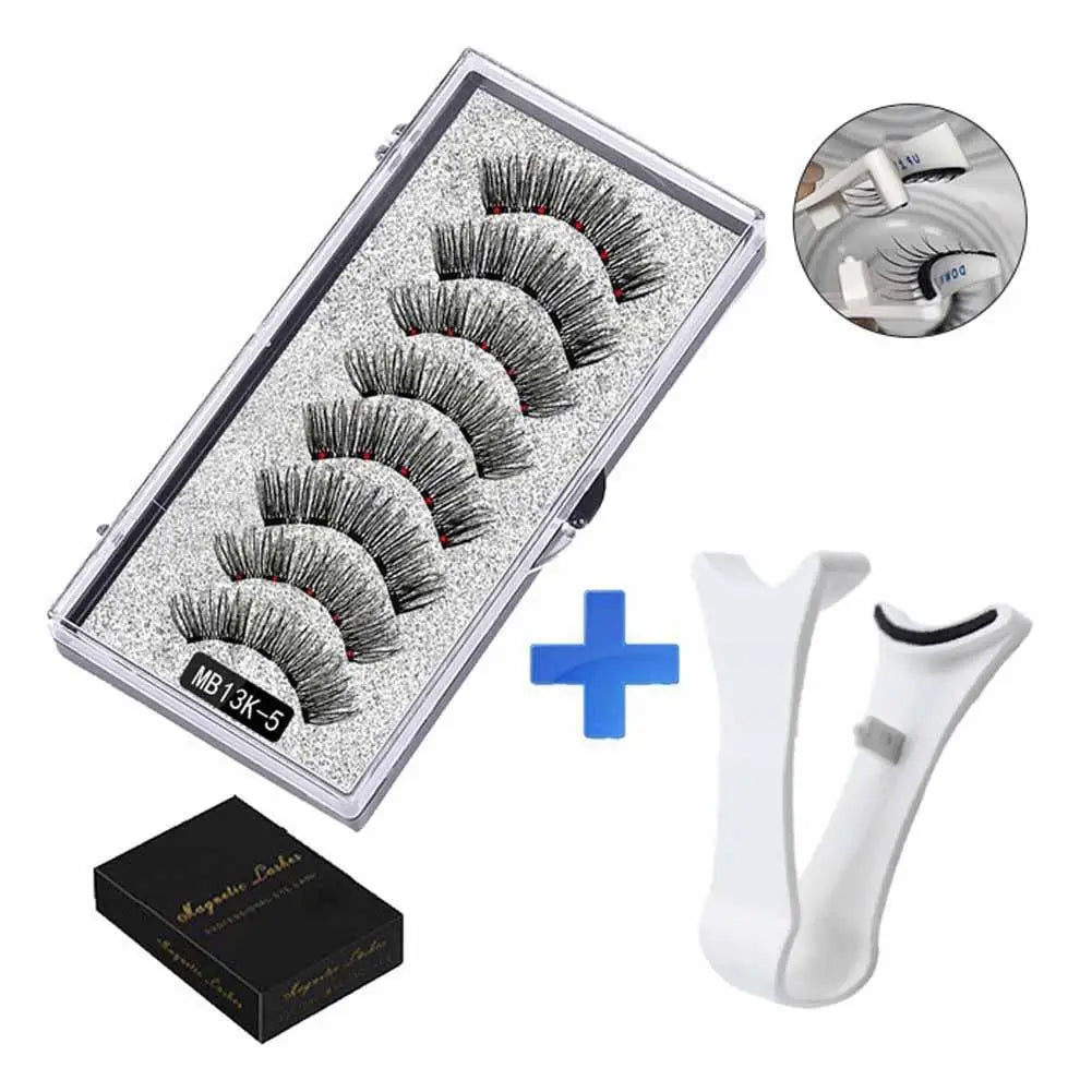 5pairs Magnets Tweezer With 3d Magnetic Natural Mink False Clip Professional Curler Makeup Extension Eyelash Eyelash Clamp