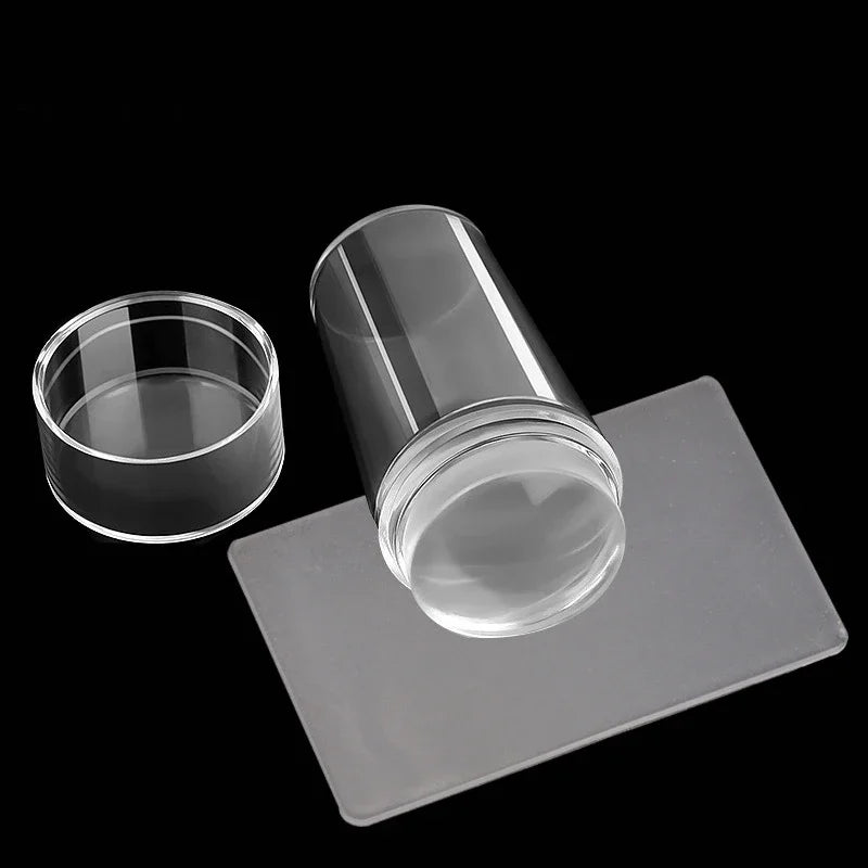 Nail Stamping Plates Pure Clear Jelly Nails Art Stamper Scraper Set Print Silicone Marshmallow Design Manicure Accessories Tool