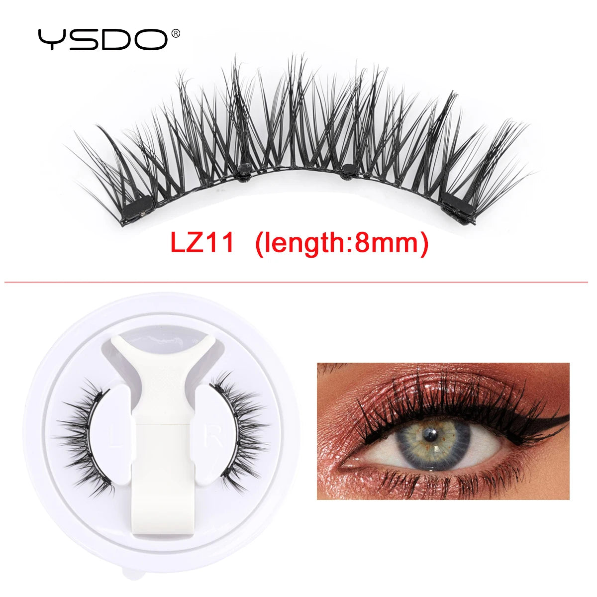 Reusable Magnetic Lashes No Glue Needed Magnetic Faux 3D Mink lashes 3-Step Press On False Eyelashes with Tweezer Makeup Tools