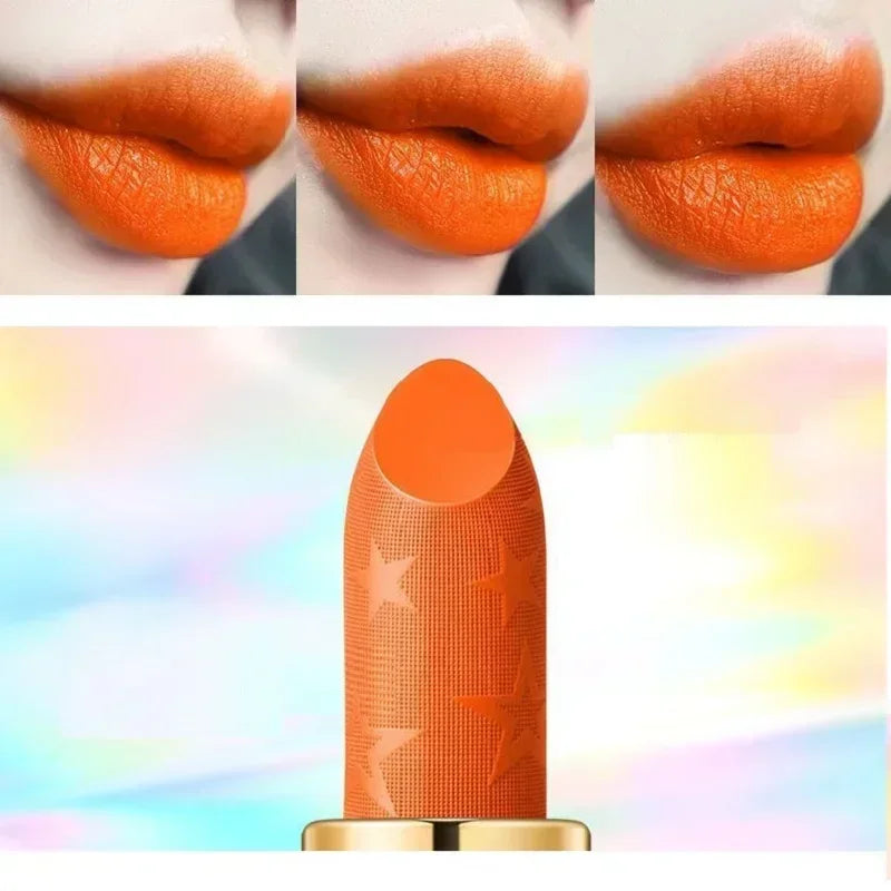 Velvet Orange Lipstick Waterproof Lasting Matte Resistant Stick Brighten Skin  Lip Tint Sexy Glaze Korean Cosmetics