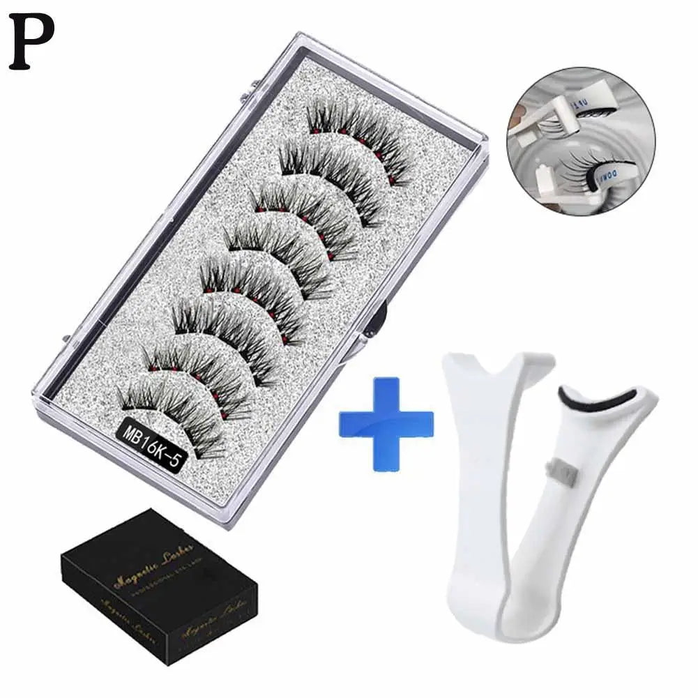 5pairs Magnets Tweezer With 3d Magnetic Natural Mink False Clip Professional Curler Makeup Extension Eyelash Eyelash Clamp