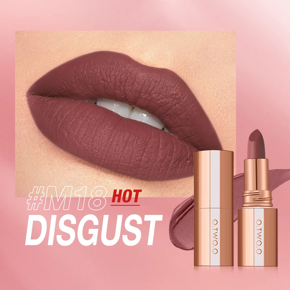 O.TWO.O Lipstick Lip Tint Waterproof Long Lasting Non-stick Cup Sexy Red Pink Lip Glaze Velvet Matte Lipstick Makeup
