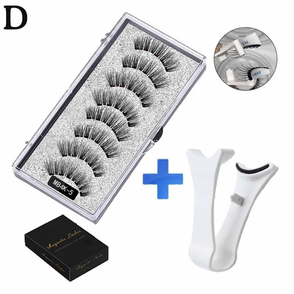 5pairs Magnets Tweezer With 3d Magnetic Natural Mink False Clip Professional Curler Makeup Extension Eyelash Eyelash Clamp